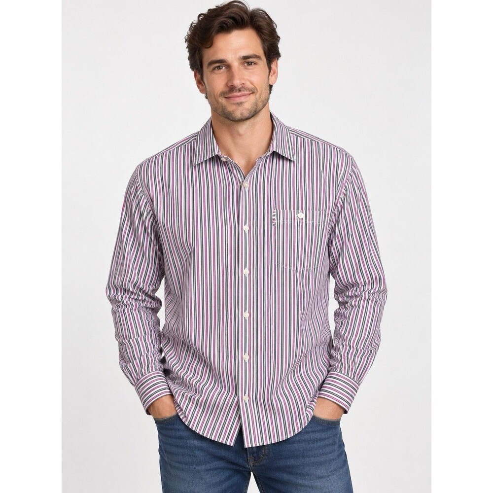 Original Penguin Munsingwear Men’s L Striped Long Sleeve Button Up Shirt
